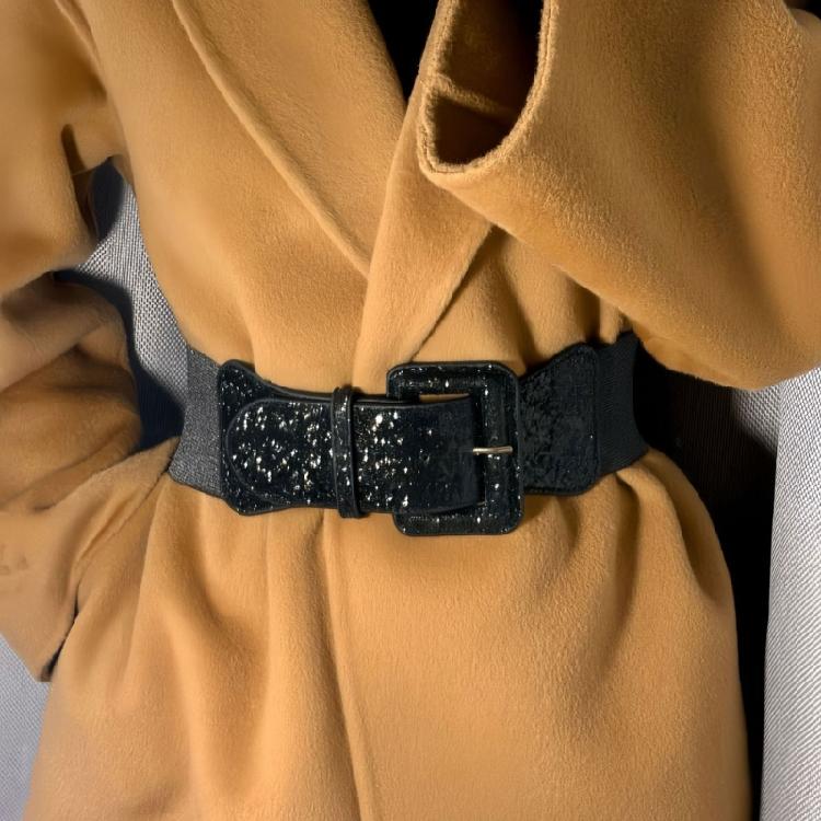 Shining Corset Belt for Women Sequined Elastic Wide Belt All Matching PU Leather Belt Glitters Belt for Party Dresses