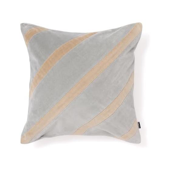 Francfranc Velvet Stripe Cushion Cover 45cm x 45cm Gray x Beige (103)