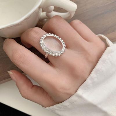 High-End White Moonlight Ring: Elegant Adjustable Open Ring for Women, Light Luxury, Versatile, Stackable, Fashionable Index Finger Ring.