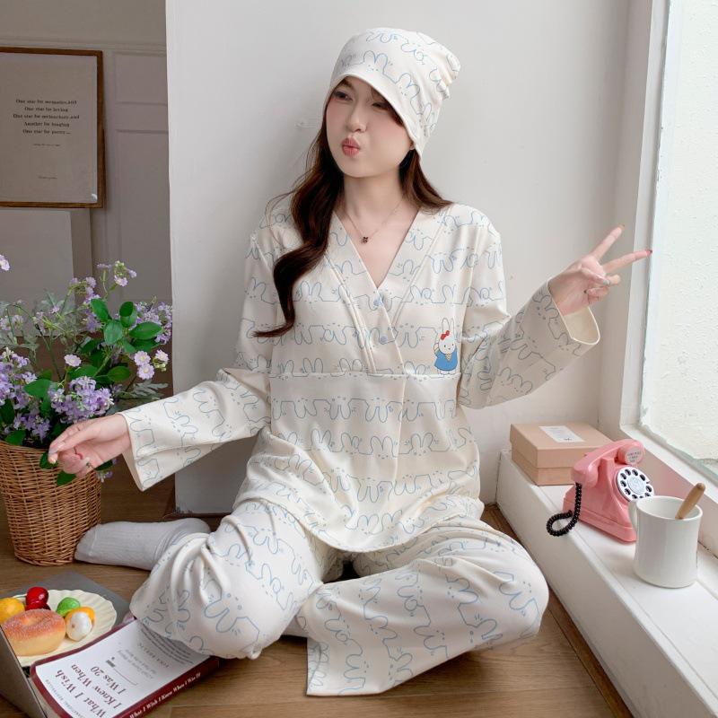 Adjustable Maternity Pajamas: Lightweight, Sweat-Absorbent Nursing Suit for Postpartum and Pregnancy Seasons