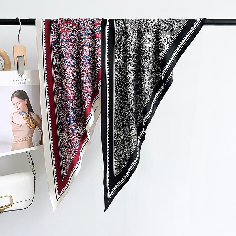 French Hepburn style! Twill silk scarf women's old money style paisley cashew triangle scarf decorative scarf shawl