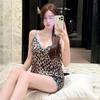 Sexy Pajamas Women's Ice Silk Leopard Print European and American Style Sling Vest Shorts Set New Pure Desire Style Loungewear