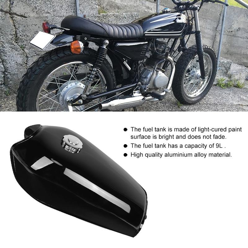 Fuel Motorcycle Universal Bright Black Retro Fuel Gas with Cover Switch Fit for CG125 Fuel Tank with Cap Switch Gas Tank