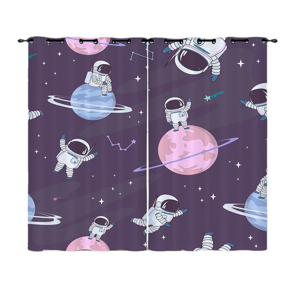 Curtain Bedroom Curtain Digital Printing Astronaut Planet Blackout Curtain Cloth