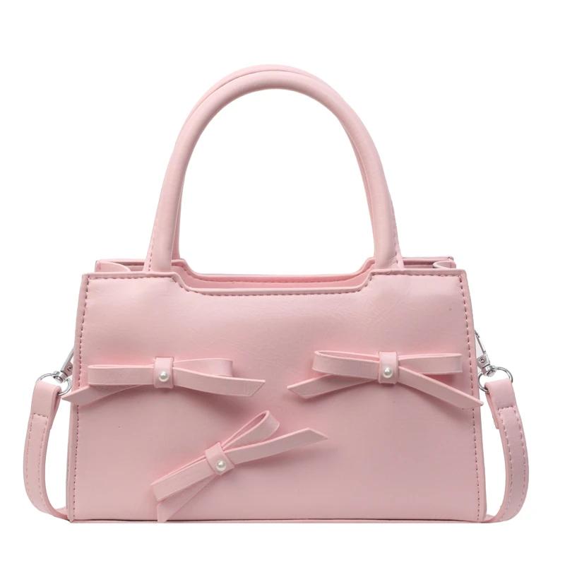 Monochromatic PU shoulder bag for women  high-end arc  fashion pearl  crossbody bag