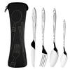 4Portable Cutlery Set of Knife  Fork and Spoon 410Stainless Steel Is Sturdy and Durable The Vintage Print Design Features Unique