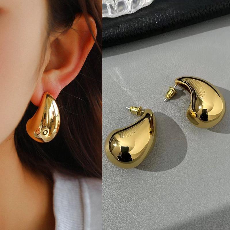 Huitan Fashion Water Drop Earrings for Women Metal Gold Color/Silver Plated Jewelry for Female Daily Wearable Accessories Gift
