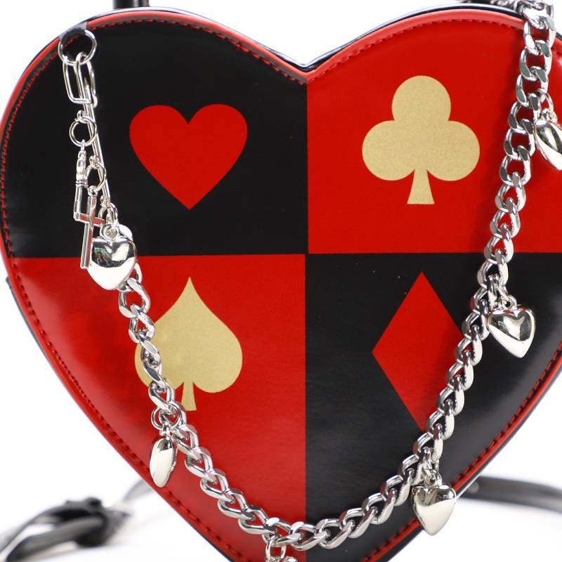 Borsa a tracolla a forma di cuore in PU con tracolla a catena per l'uso quotidiano