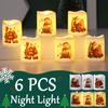 Noel LED Mumlar Pille Çalışan Noel Baba 6 Adet Noel Partisi Mumları Masaüstü Süsleri Tatil Ev Dekorasyonu İçin Hediye