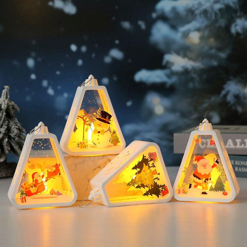 Soft Glowing Christmas Lantern Decor Vintage Style LED Glowing Decoration Window Sill Decor