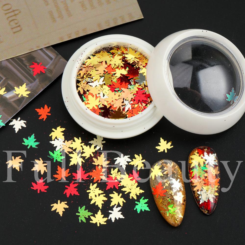 Nail Art Glitter Sequins Thanksgiving Price Autumn Maple Leaf Sequins Multi-color Mixed Nail Art Glitter Powder