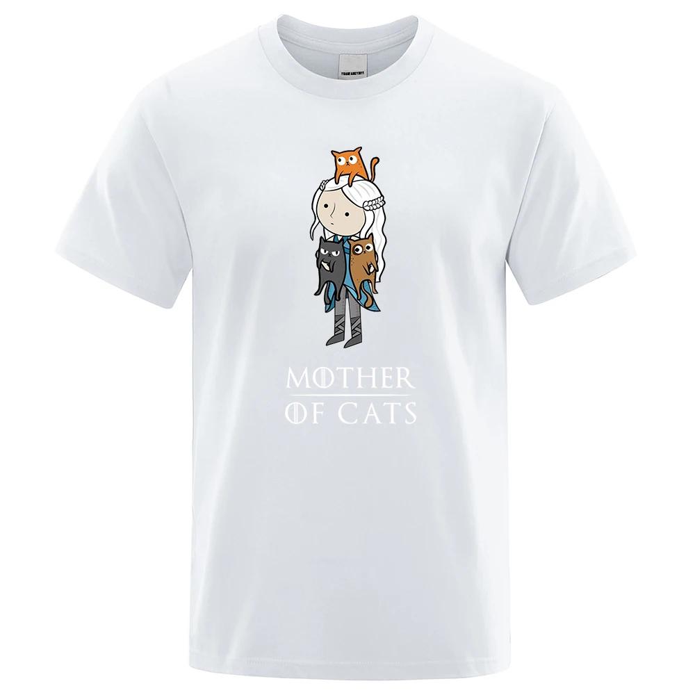 

Мультяшная футболка с забавным принтом Мать кошек для мужчин, оверсайз, дышащая, мужская одежда, хлопок, летняя футболка, повседневная, с круглым вырезом, мужская 80493 4XL