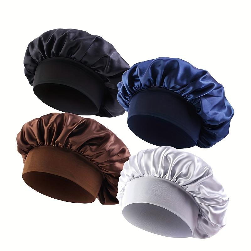 Elegant Hats Satin 4set Solid Color Hair Hats Elastic Headscarves Bath Hats Light And Soft Sleeping Nightcaps Ladies Daily Use