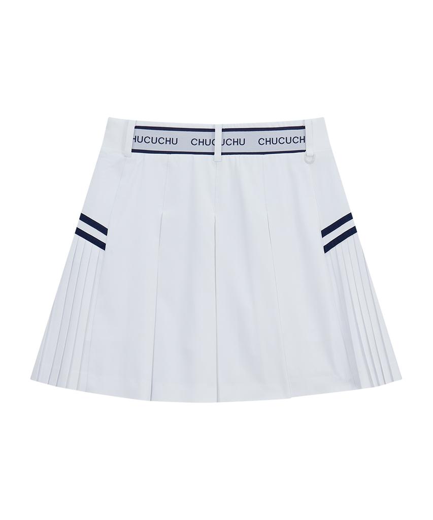 CHUCUCHU Side Wing Pleated Skirt (White) Cbfss-Sk006W