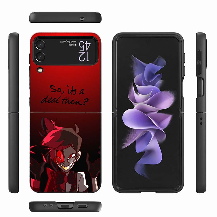 Hazbin Hotels Phone Case For Samsung Z Flip 6 7 5G Z Flip 5 Galaxy Z Flip 3 4 5G ZFlip Shockproof Hard Cover TPU PC Coque Capa S