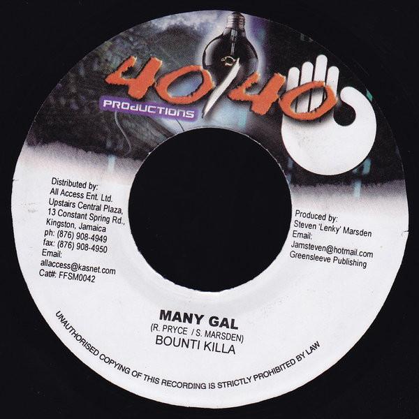 

7inch Record BOUNTY KILLER - Many Gal FFSM0042 40/40 Productio 2003 Jamaica Reggae, Ska & Dub Used