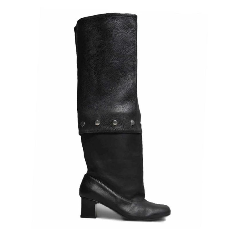 Two-wear removable knee-length boots, summer new retro thick-heeled rivets, thin tall stacking boots