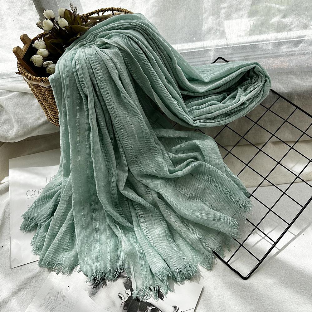 Autumn and winter new solid color blended polyester and cotton scarf women's retro dirty dyed striped shawl versatile scarf men