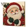 Numbered Canvas Painting Christmas Faux Pearl Art Kit, Santa Snowy Cottage DIY Kits for Adults 3D Bead Craft Set Adults, Home Winter Holiday