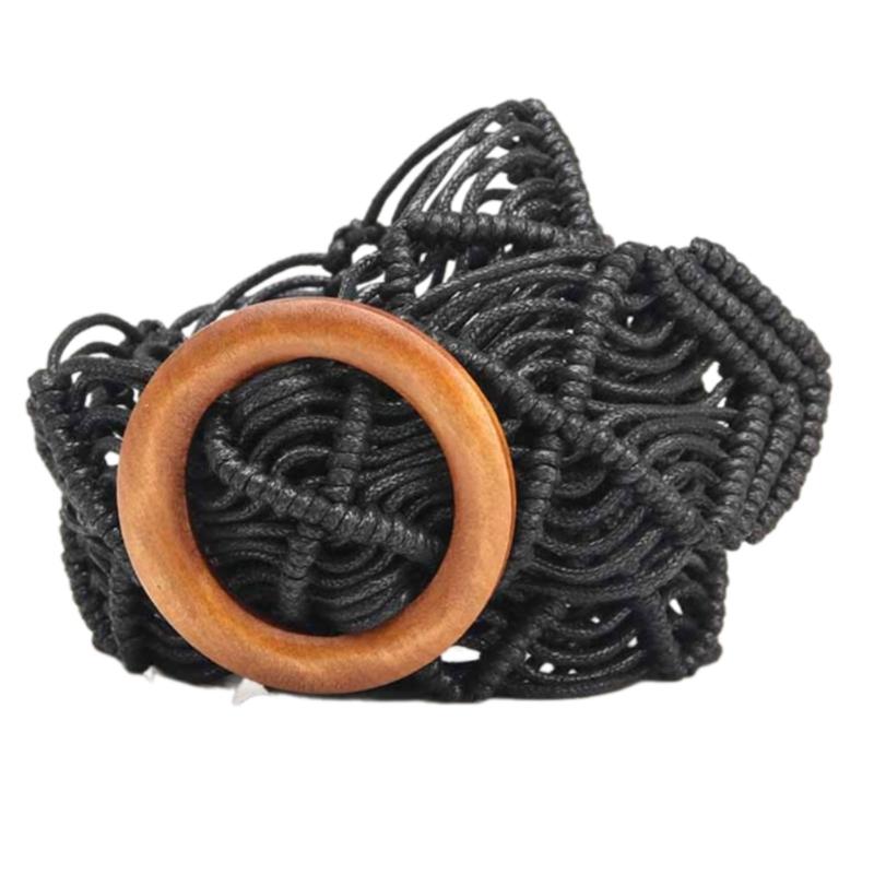 Ethnic Braided Waxed Cord Wide Belt For Women Stylish Adjustable Waistband With Tribal Design Comfortable Daily Wear
