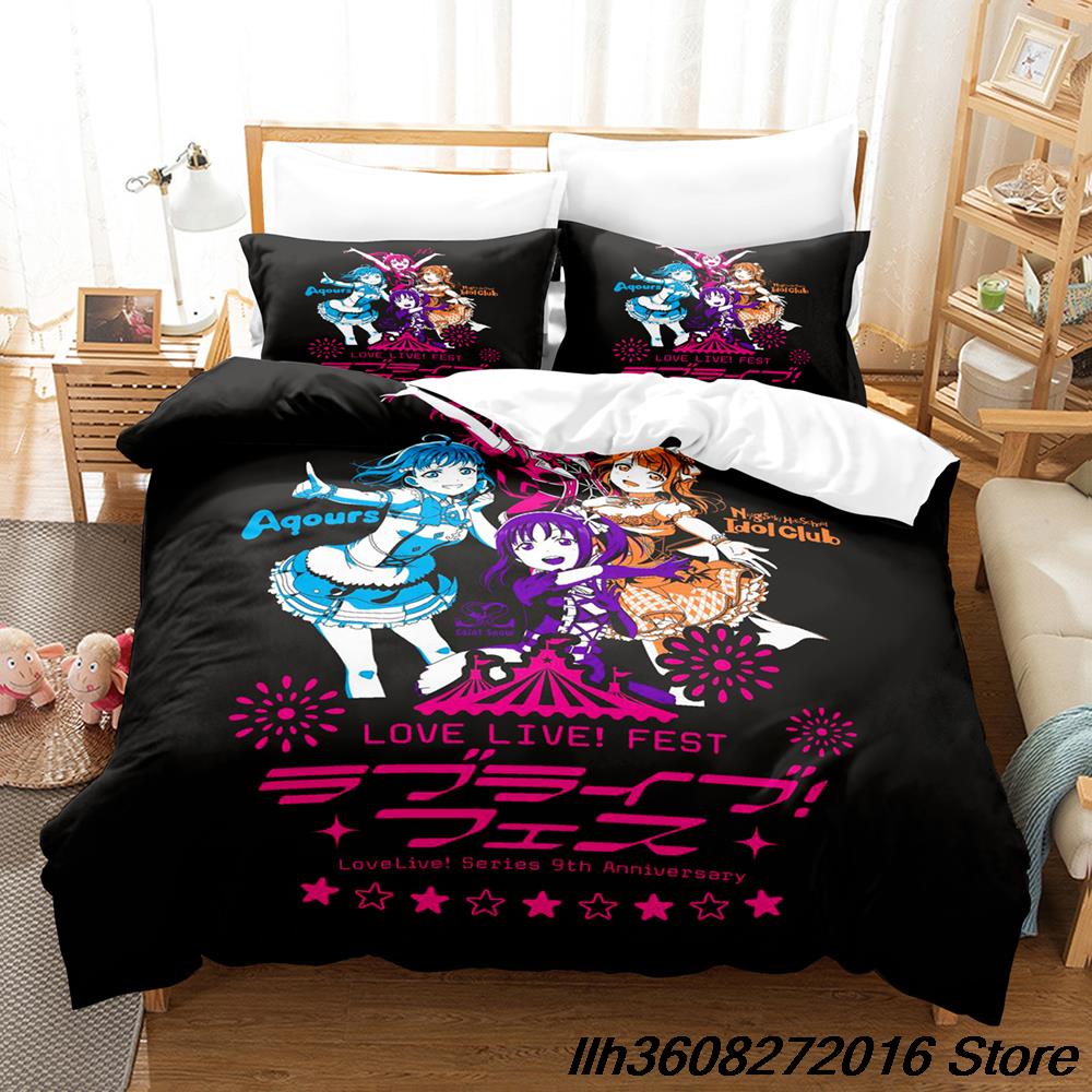 New New Kawai Love Live! Beding Set Carton Anime thre-piece set Adult People Kid Bedrom with Soft Fabric Duvetcover Sets Kawai colcha de verano c