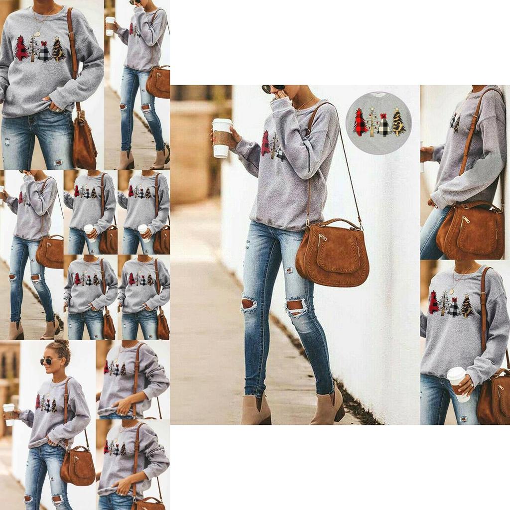 Cozy Womens Christmas Sweatshirt Long Sleeve Jumper Blouse Perfect For Holiday Celebrations