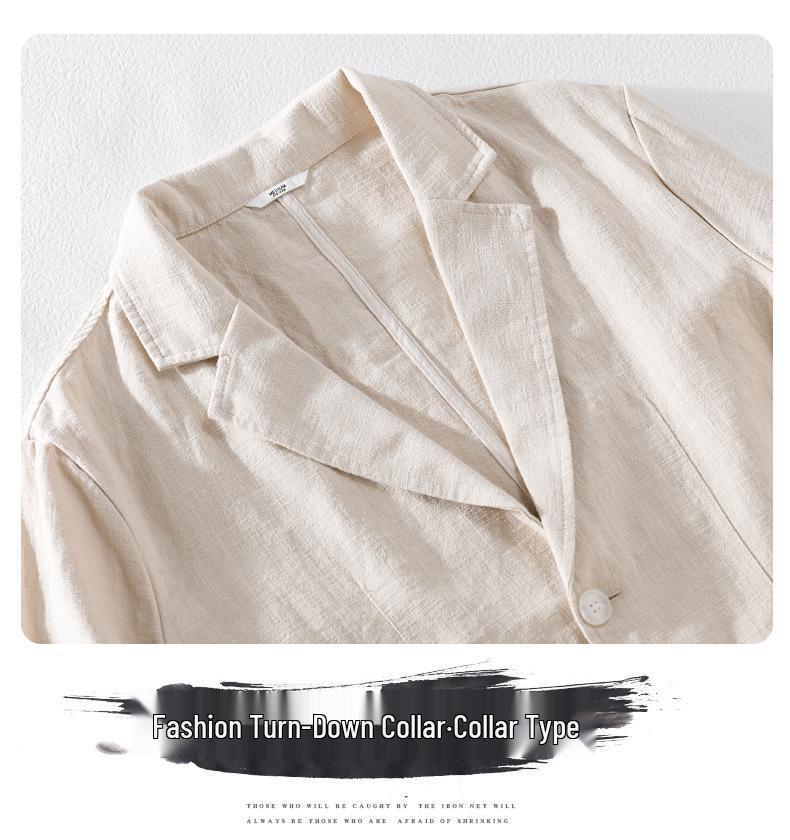 Men's Striped Short-Sleeve Casual Linen Suit for Spring & Autumn - Youthful, Handsome, and Popular (Model Y803)