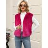 Women's Striped Faux Fur Vest Sleeveless Open-Front Warm Waistcoat