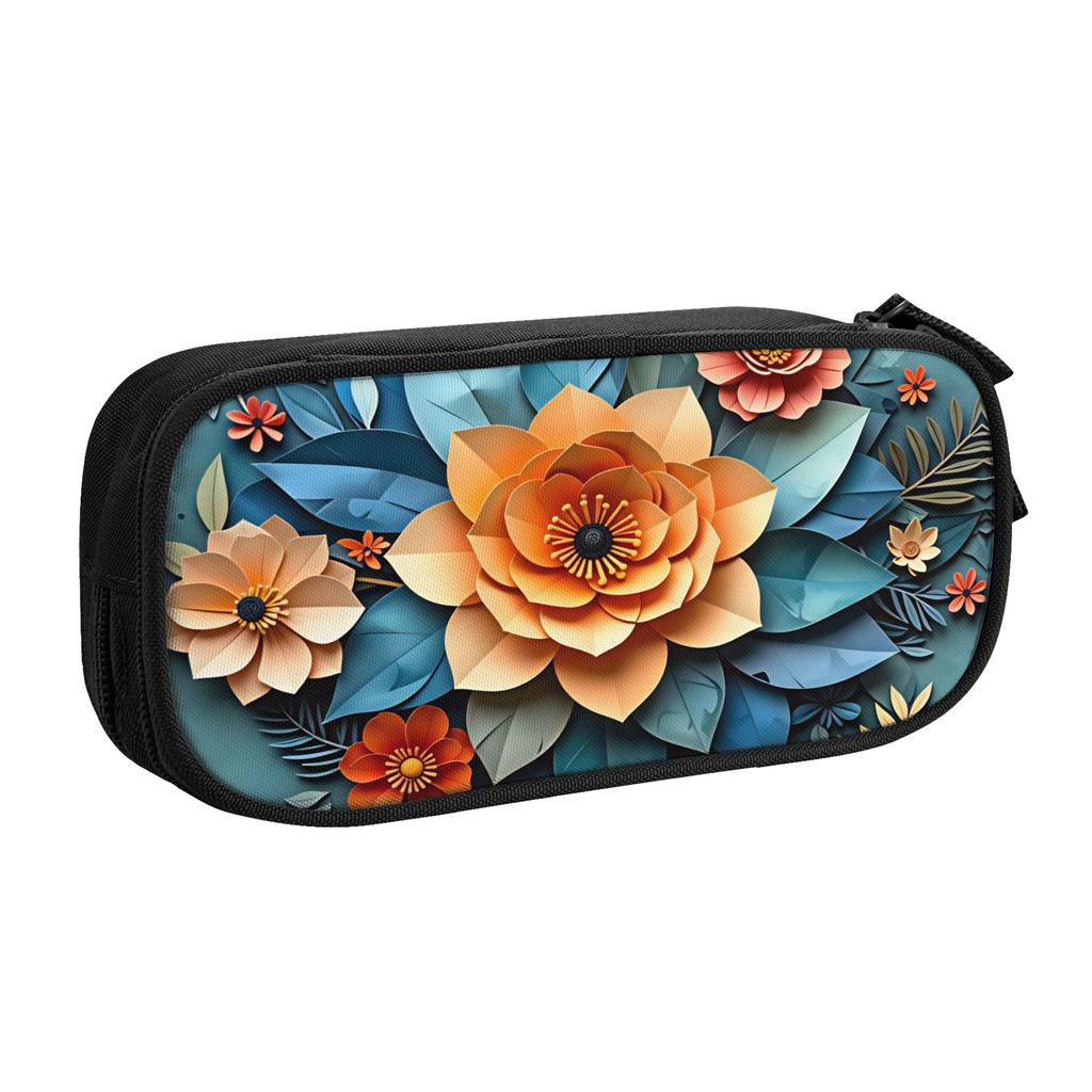 Korean Fashion Trend 3D Flowers Pencil Cases for Girls Boys Luxury High 3D Floral Large Capacity Pen Box Bag School Supplies
