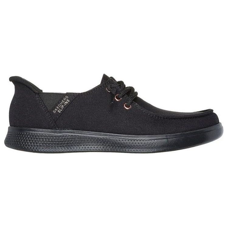 Skechers Bobs Skipper Canvas Simple Comfortable Low-Top Casual Shoes Women sneaker Black 114814-BBK