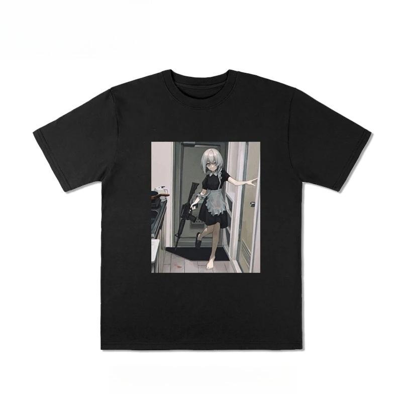 

Autumn and Winter Heavy Pure Cotton Tide Brand Cartoon Character Printing T-shirt Men and Women s Comfortable Versatile T-shirt S