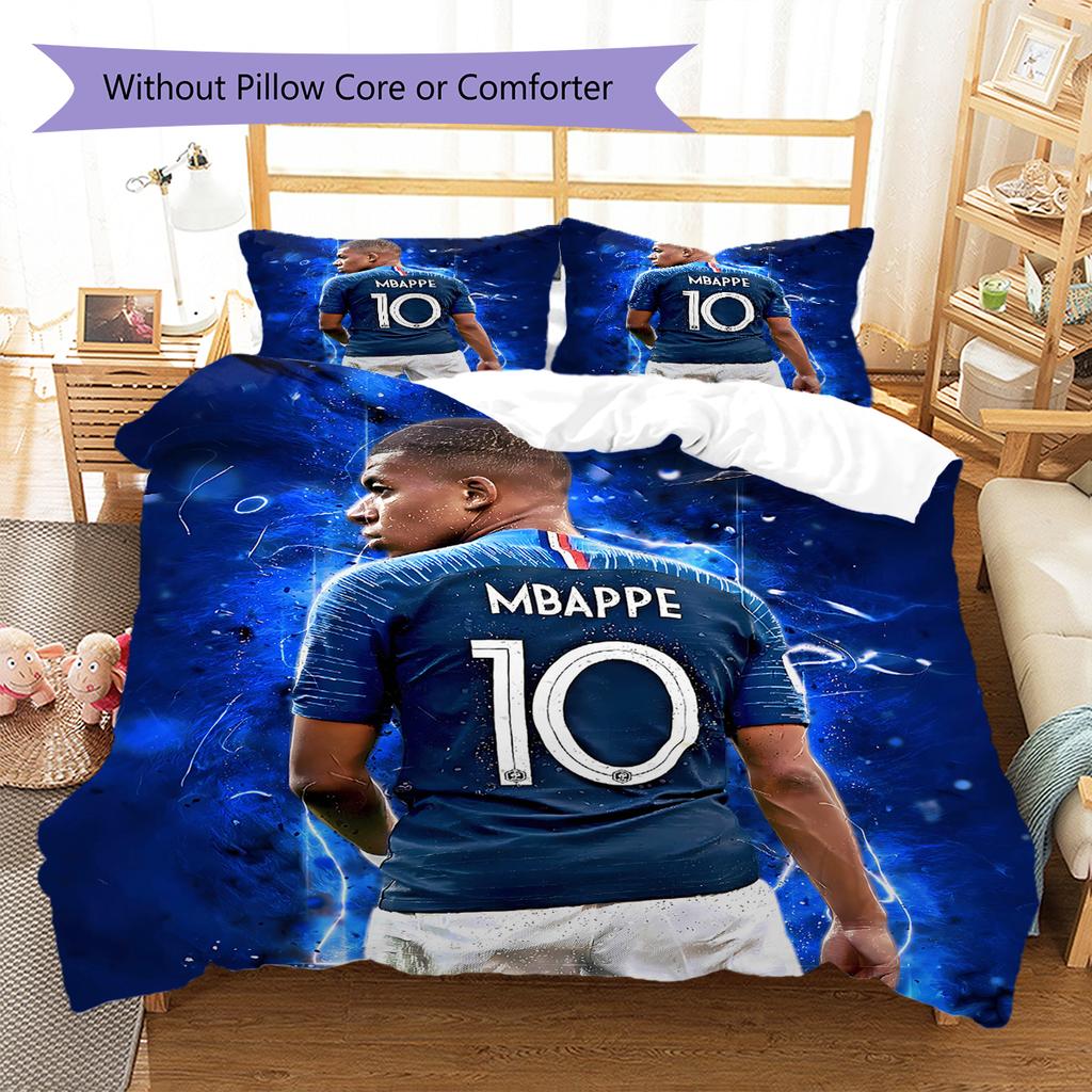 Mbappé Mönster Sängkläder, Täcke Set Påslakan Örngott Hem Födelsedagspresent (1 * påslakan + 2 * örngott, utan kärna)