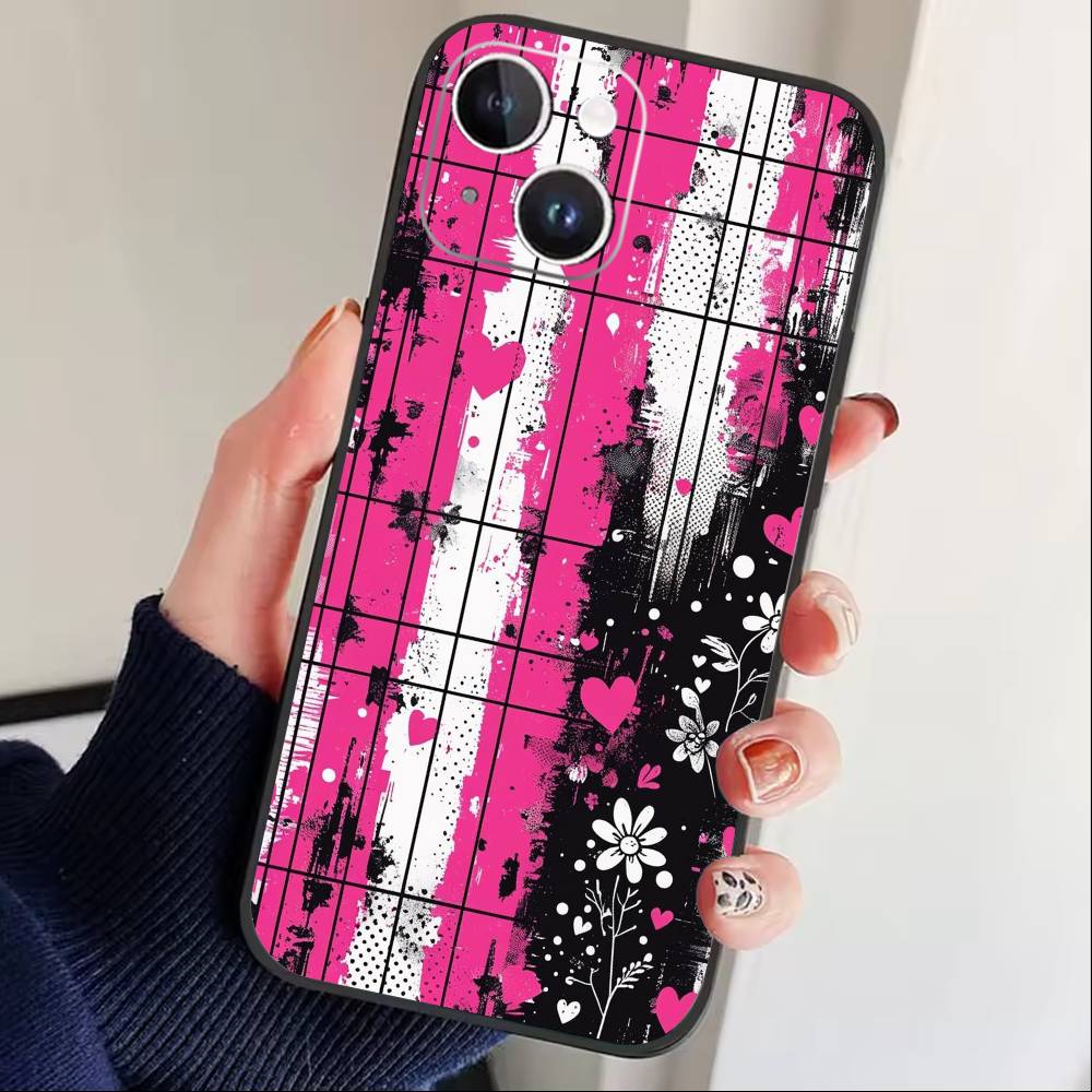 Y2k J-INS Graffiti Phone Case For iPhone 17 16 15 14 13 12 Max Plus Silicone Black Cover