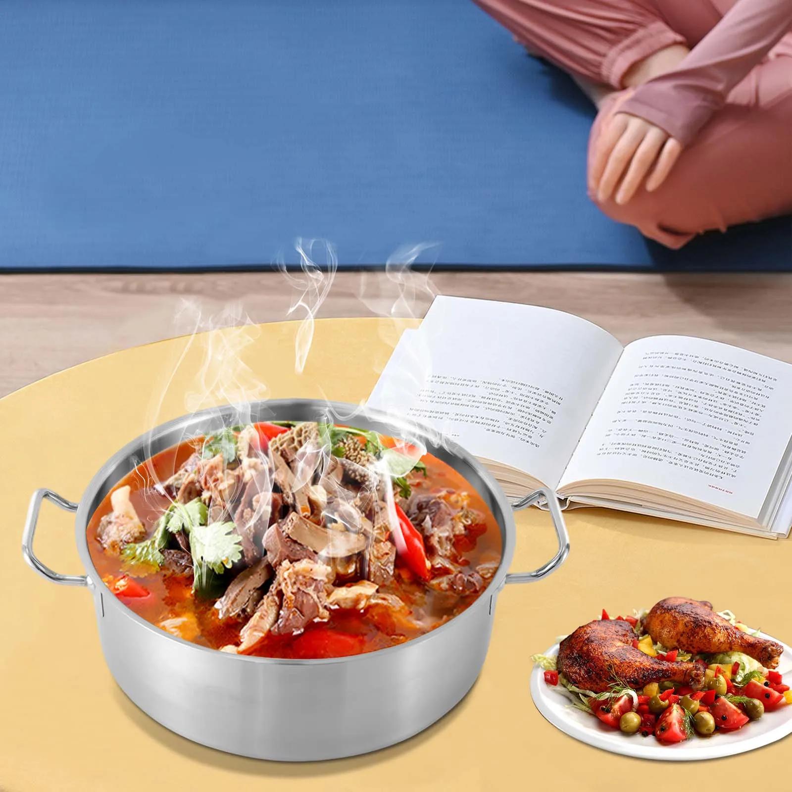 

11 Quart Stainless Steel Stockpot with Sinking Lid, 36cm Cooking Pot for Soup, Pasta, Stir Fry - Induction Compatible, Silver 5L срібний