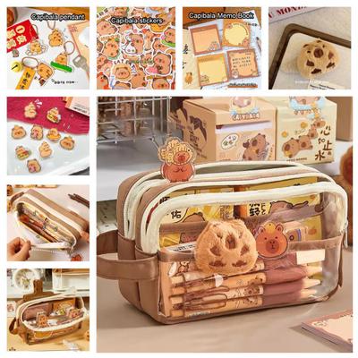 1 Set Pencil Case Set with Bonus Doll Stickers Waterproof Spacious Multi-Level Compartments