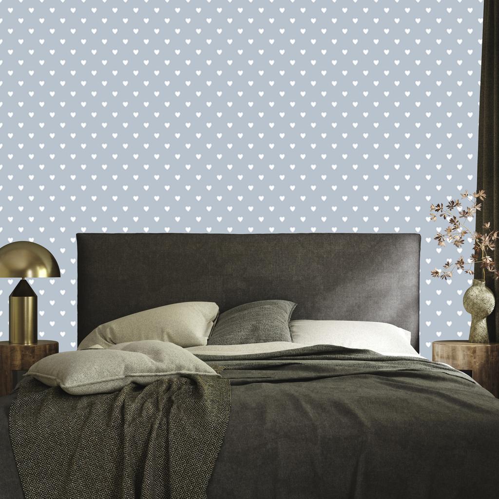 Heart Wallpaper Light Gray and White 50x1000