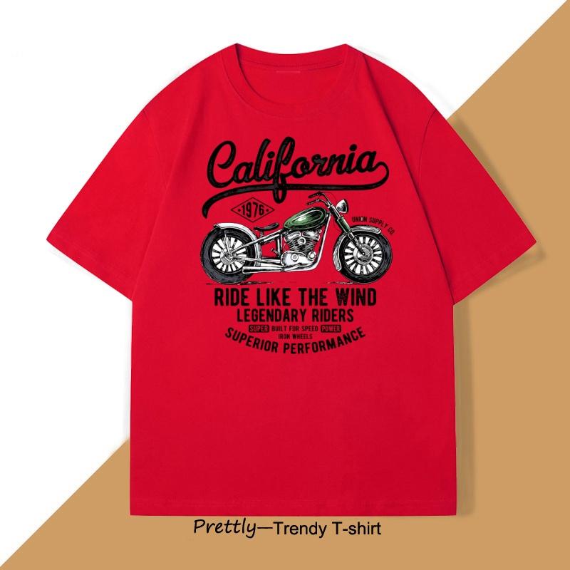 

Vintage Motorcycle California Tshirt Street Men Casual T Shirt Oversize Cotton Short Sleeve Streetwear Hip Hop ONeck T Shirt S