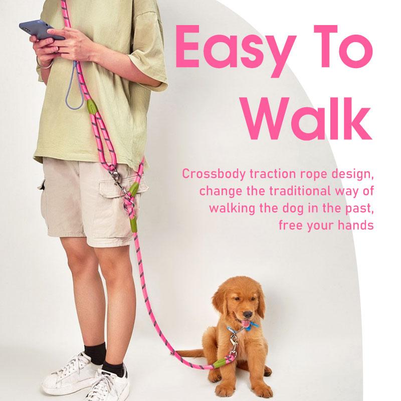 Durable Dog Leash Reflective Running Pet Lead Belt Free Hand Shoulder Leash Rope For Small Medium Dogs Outdoor Training Traction