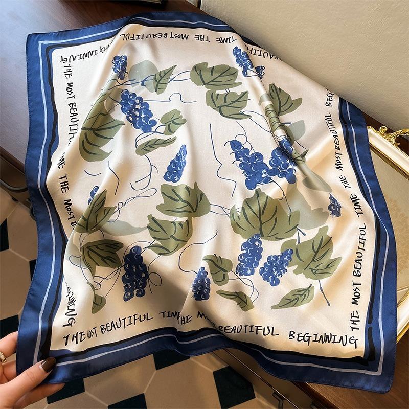 New Silk Silk Scarf Women's Spring Fashion Elegant Peony Plain Crepe Satin Silk Scarf 100% Mulberry Silk Square Scarf 53 Silk Scarf