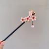Exquisite Wooden Tassel Hair Clip Ancient Style Flower Hairpin for Girls Hair Jewelry Accessories