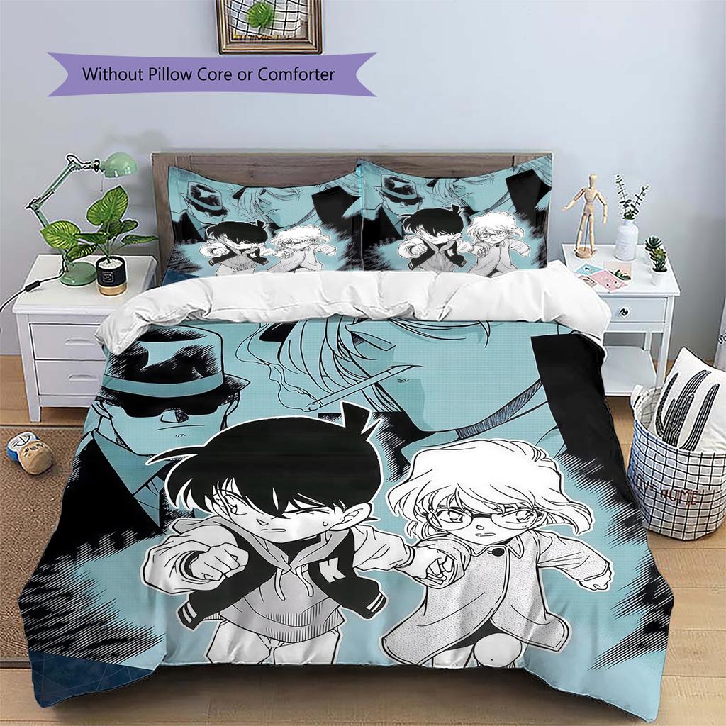 Detective Conan2 Pattern Bedding Quilt Set Home Decoration Gift (1 * duvet cover + 2 * pillowcase without core)