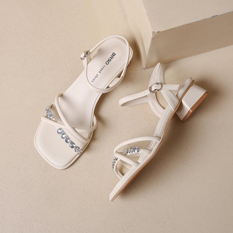 

Sandals women s 2025 summer new thick-soled thick heel outer wear word with fairy style with skirt high heels women 40