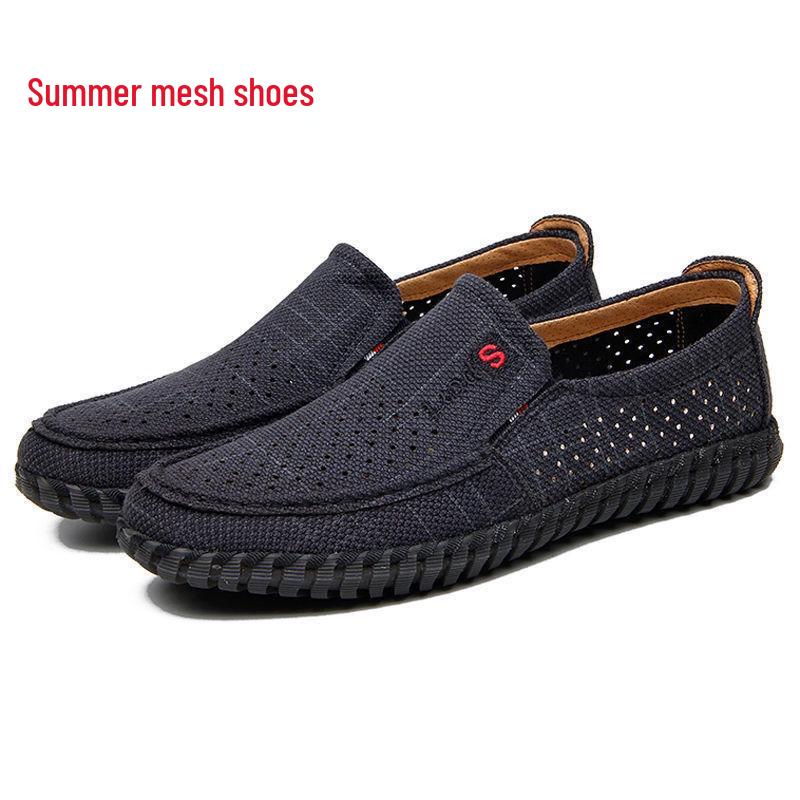 Men's Plus Size Breathable Slip-On Mesh Shoes with Non-Slip Sole