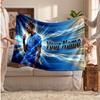 Erling Haaland Personalized Fleece Blanket With Football Logo, Custom Name Text Soft Warm Home Throw Blanket