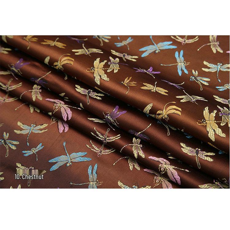High-Density Nylon Dragonfly Jacquard Cheongsam Fabric - Chinese Silk Satin Hanfu for Children's Brocade