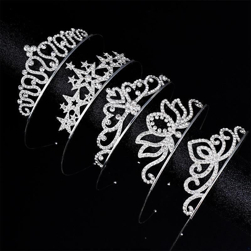Romantic Princess Crown For Girls Rhinestone Crystal Hair Crowns Queen Headband Bridal Headdress Tiaras Hair Jewelry Accessories