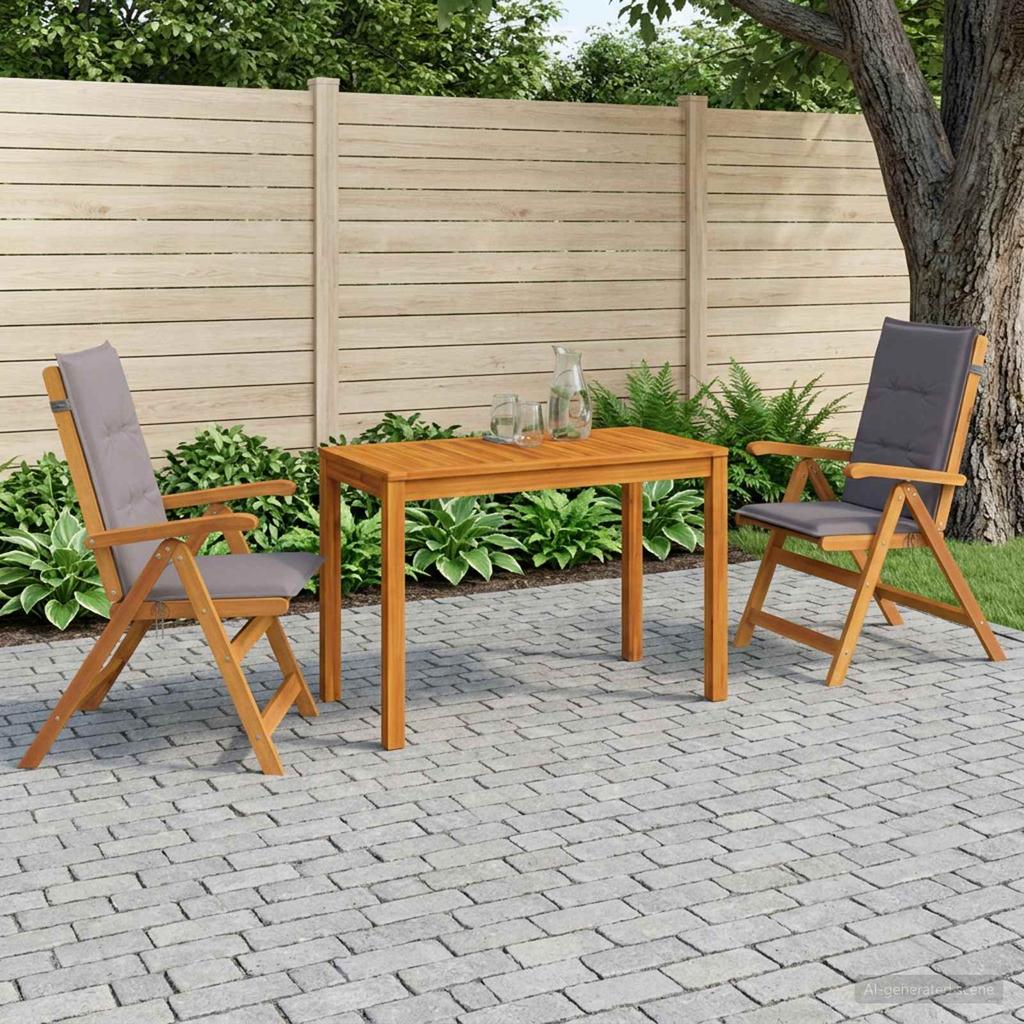 Garden Dining Set Natural Solid Wood Acacia