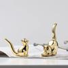 MOONBIFFY Small Gold Electroplate Ceramic Animal Figurines Swan Alpaca  Dog Cat Rabbit Fox Deer Porcelain Home Desk Decoration