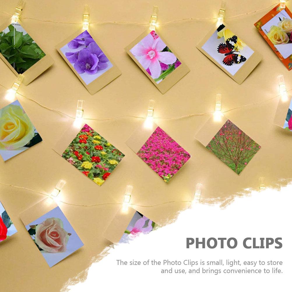 100 Pcs Transparent Photo Folder Wall Clips for Plastic Baby Hangers Tapestry Paper Clothespin Picture Portable Craft