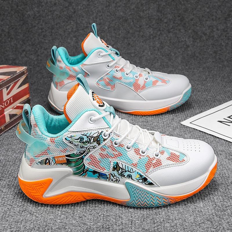 Basketball shoes new summer mesh breathable actual combat sneakers shock absorption, non-slip and wear-resistant casual sports shoes men's